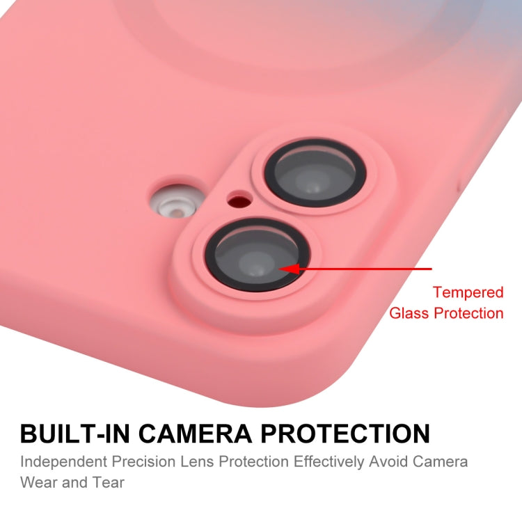 For iPhone 16 Plus ENKAY Hat-Prince MagSafe Rainbow Gradient Silicone Phone Case with Lens Film(Dark Blue) by ENKAY