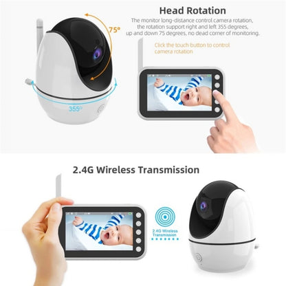 ABM200 Support Two-Way Voice Temperature Display 4.5-inch Video Baby Monitor Music Player(US Plug) by bashfashion