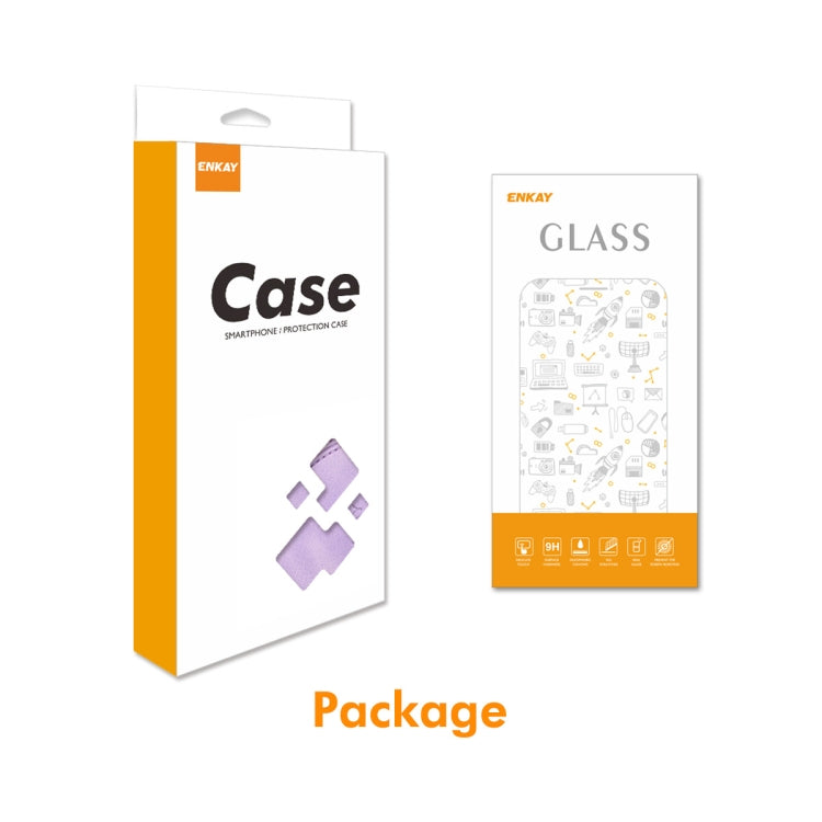 For iPhone 16 Plus ENKAY Embossed Rhombus Starry Leather Phone Case with Screen Film(Black) by ENKAY