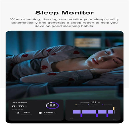 R09 SIZE 8 Smart Ring, Support Heart Rate / Blood Oxygen / Sleep Monitoring / Multiple Sports Modes(Gold) by bashfashion