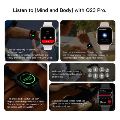 Q23 Pro 1.83 inch Color Screen IP68 Waterproof Bluetooth Call Smart Watch, Support Health Monitoring(Blue) by bashfashion