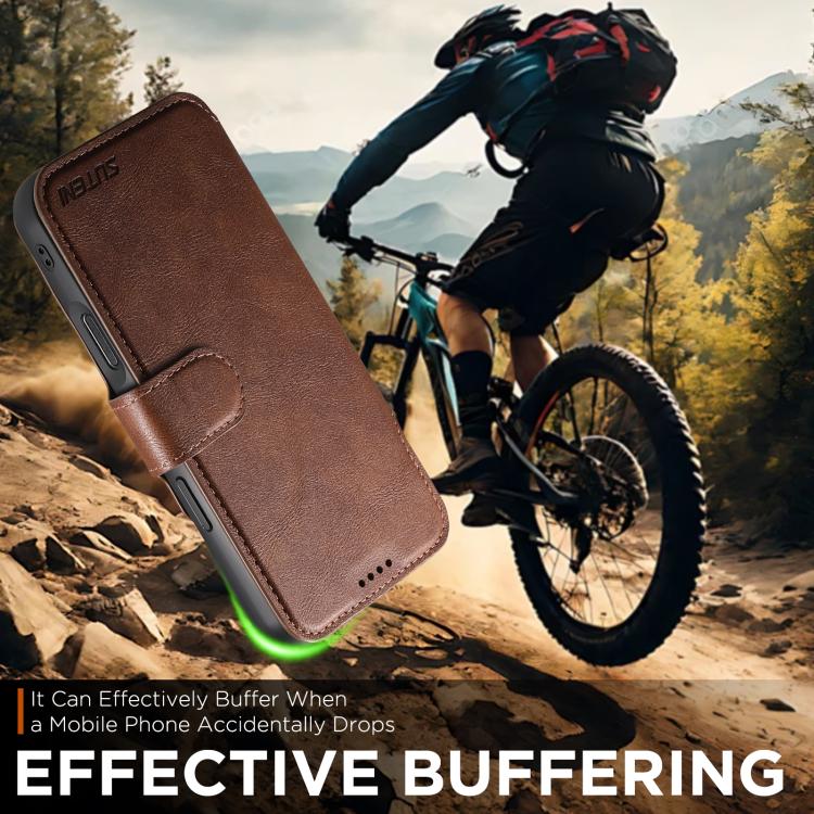 For iPhone 17 Suteni Q05 2-in-1 Multi-function Detachable Wallet MagSafe Phone Case(Brown) by Suteni