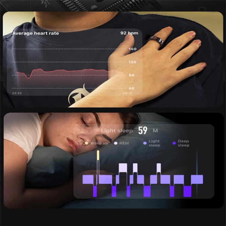 R04 SIZE 12 Smart Ring, Support Heart Rate / Blood Oxygen / Sleep Monitoring / Take Photos(Rose Gold) by bashfashion