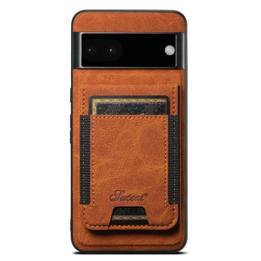 For Google Pixel 6a Suteni H17 Litchi Texture Leather Magnetic Detachable Wallet Phone Case(Khaki) by Suteni