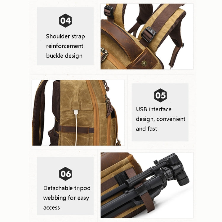 K813 Retro SLR Camera Bag Canvas Shoulder Computer Camera Bag(Khaki) by bashfashion