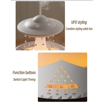 UFO Water Drop Aromatherapy Humidifier Desktop Remote Control Diffuser, Plug: UK Plug(White) by bashfashion