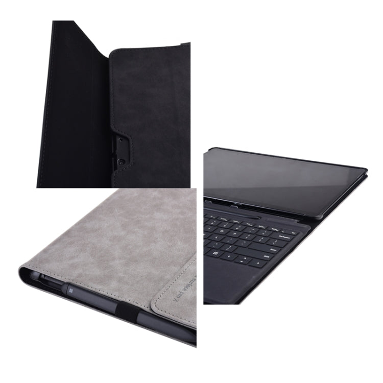 13 inch Leather Tablet Protective Case For Microsoft Surface Pro X, Color: Black + Power Bag by bashfashion