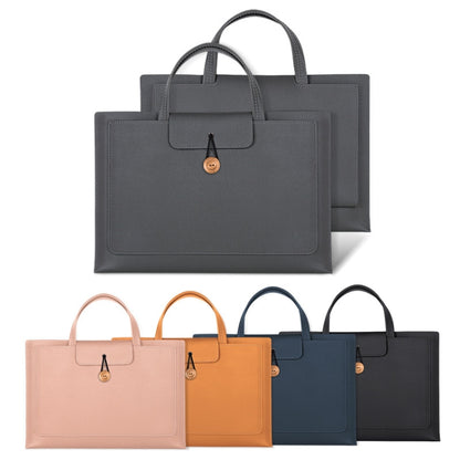 13.3/14 inch Elastic Button Laptop Waterproof PU Handbag(Grey) by bashfashion