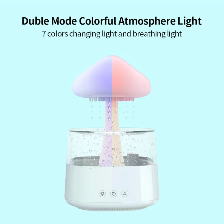 CH08 450ml Rain Humidifier Mushroom Cloud Colorful Night Lamp Aromatherapy Machine, Style: With Remote Controller(Light Wood Grain) by bashfashion