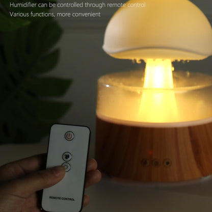500ml Rain Humidifier Mushroom Cloud Colorful Night Lamp Aromatherapy Machine With Remote Control, Style: USB Direct Plug(Wood Grain) by bashfashion