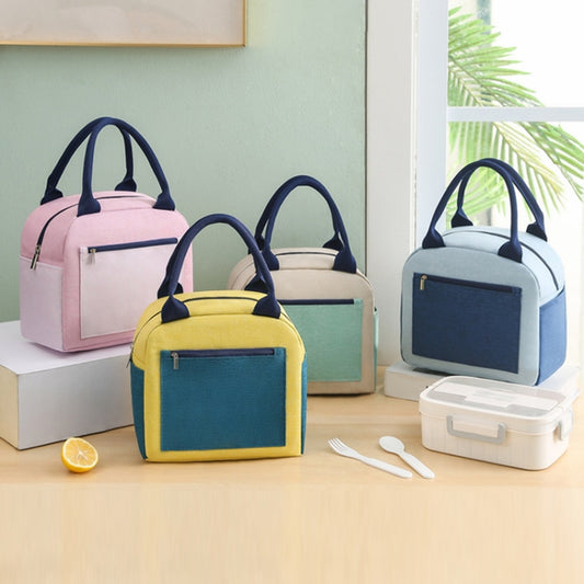 Match Color Cationic Lunch Box Handbag Aluminum Foil Thickened Waterproof Lunch Bag(Blue) by bashfashion