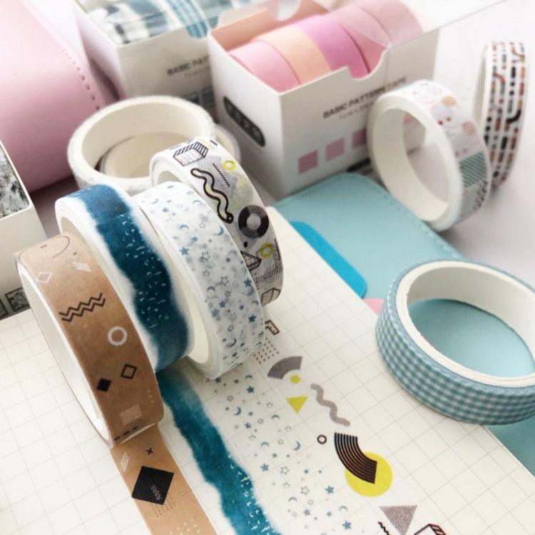 5rolls /Box 3m Washi DIY Decoration Handbook Tape Set, Color: Cyan Dew by bashfashion