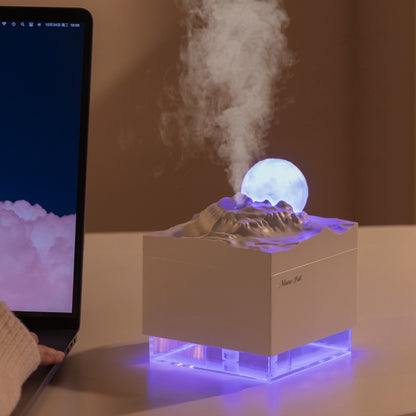 Moon Meteorite Mini Humidifier With Colorful Night Light(White) by bashfashion