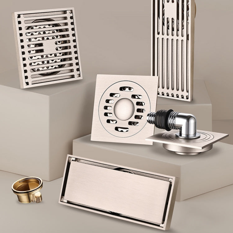 All Copper Brushed Anti-Odor Floor Drain Gravity Copper Core Bathroom Floor Drain, Specification: 8x20cm Long Invisible Medium Drain by bashfashion