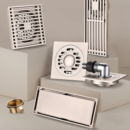 All Copper Brushed Anti-Odor Floor Drain Gravity Copper Core Bathroom Floor Drain, Specification: 8x20cm Long Invisible Medium Drain by bashfashion