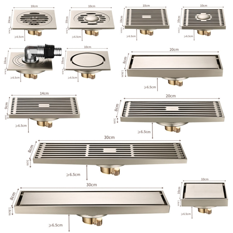 All Copper Brushed Anti-Odor Floor Drain Gravity Copper Core Bathroom Floor Drain, Specification: 8x20cm Long Invisible Medium Drain by bashfashion