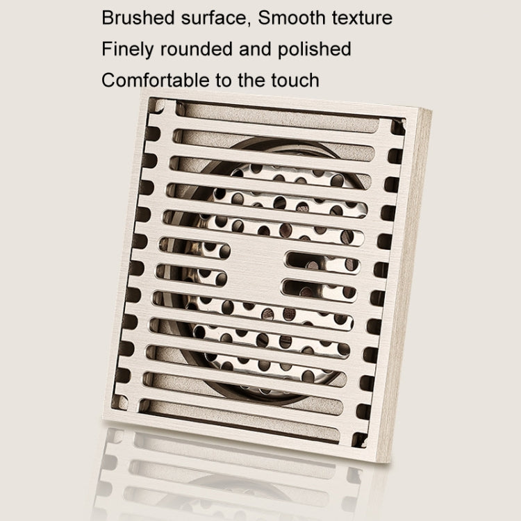 All Copper Brushed Anti-Odor Floor Drain Gravity Copper Core Bathroom Floor Drain, Specification: 8x20cm Long Invisible Medium Drain by bashfashion