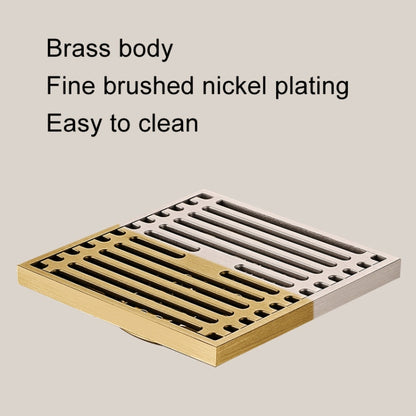 All Copper Brushed Anti-Odor Floor Drain Gravity Copper Core Bathroom Floor Drain, Specification: 8x20cm Long Invisible Medium Drain by bashfashion