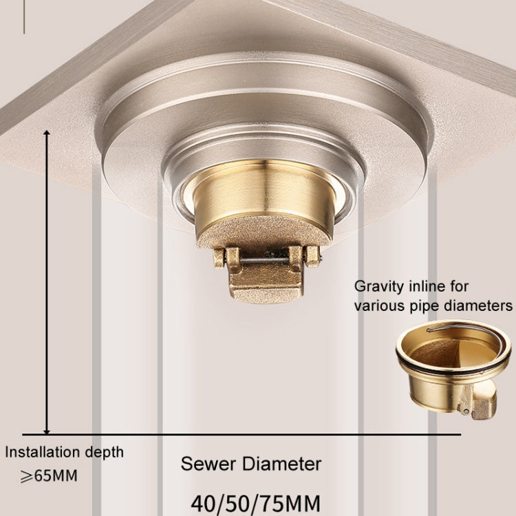 All Copper Brushed Anti-Odor Floor Drain Gravity Copper Core Bathroom Floor Drain, Specification: 8x20cm Long Invisible Medium Drain by bashfashion