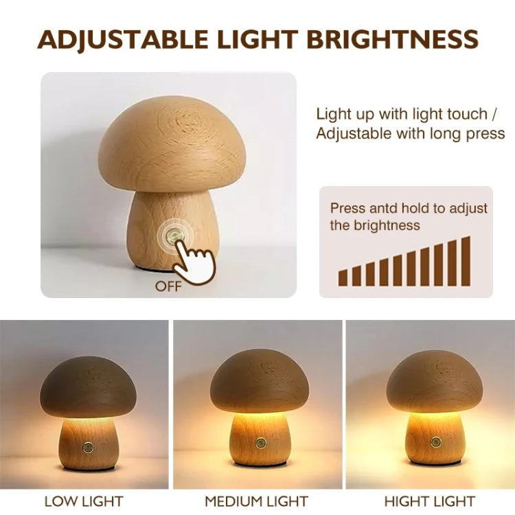 Mushroom Shape Night Light Touch Control Dimmable Bedside Atmosphere Lamp, Style: D Type Beech by bashfashion