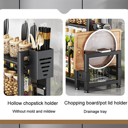 Three-Layer 50cm Kitchen Multifunctional Shelf Household Countertop Spice Storage Racks by bashfashion