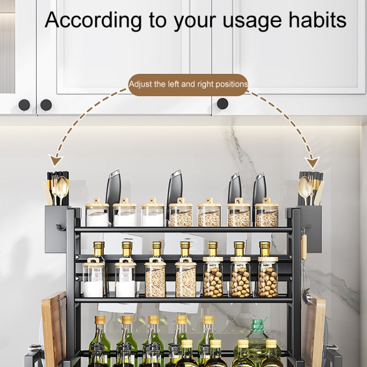 Three-Layer 50cm Kitchen Multifunctional Shelf Household Countertop Spice Storage Racks by bashfashion