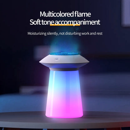 HX126 Sound Pickup RGB Light Volcano Humidifier Simulated Flame Aromatherapy Machine, Color: White by bashfashion