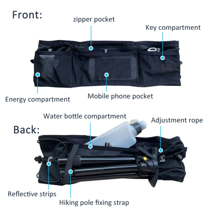 Running Sports Waist Bag Ultra-thin Breathable Belt With Trekking Pole Fixing Strap, Size: L/XL/XXL by bashfashion