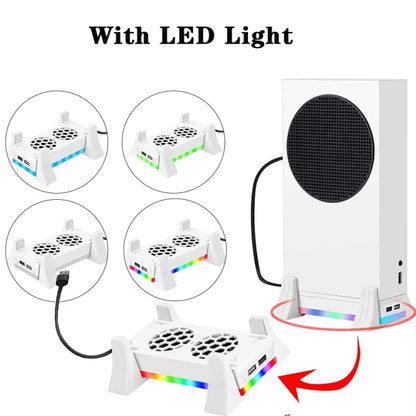 For XBOX Series S Console Base Cooling Fan Built-in LED Light Strip(White) by bashfashion