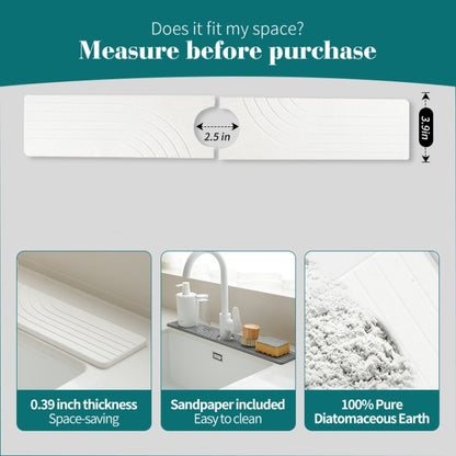 Faucet Sink Drying Mat Diatomaceous Earth Stone Splashproof Absorbent Sink Drainage Mat, Color: K01 White(60x10cm) by bashfashion