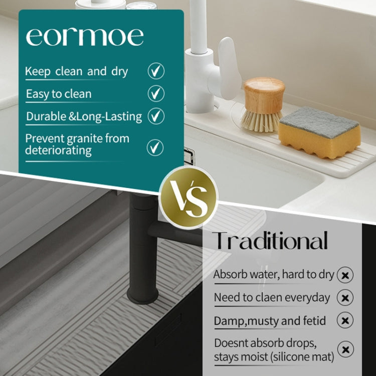 Faucet Sink Drying Mat Diatomaceous Earth Stone Splashproof Absorbent Sink Drainage Mat, Color: K02 White(60x10cm) by bashfashion