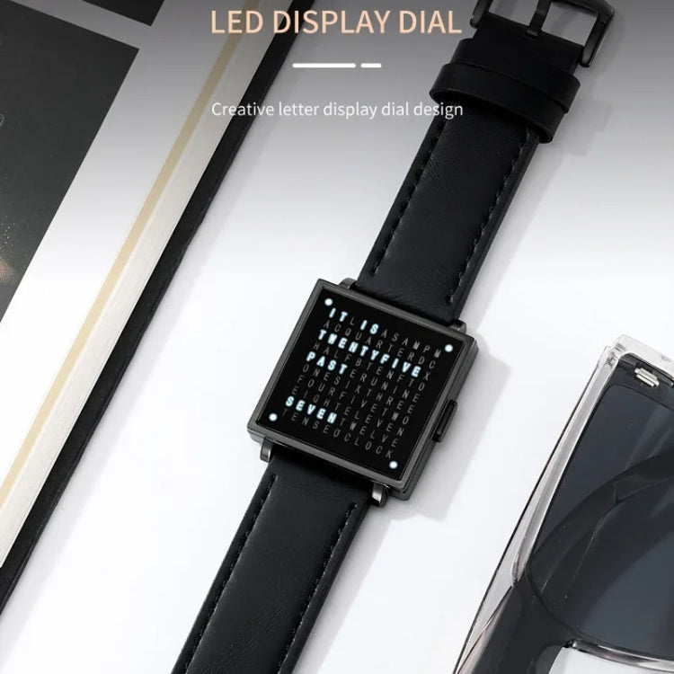 SKMEI Multi-function Letter Display Dial Square Men Electronic Watch, Color: Silver Leather Band by SKMEI