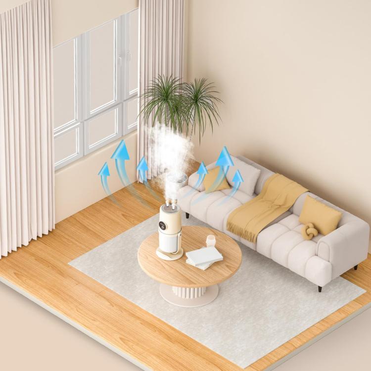 Desktop Dual Port Humidifier Portable Mini Air Purifier With Nightlight, Color: Beige by bashfashion