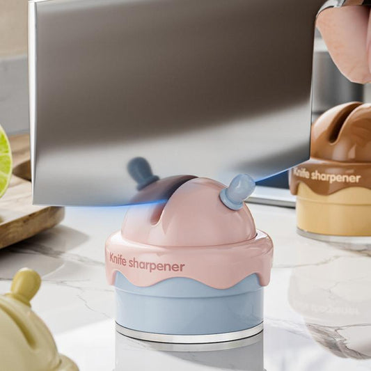 Suction Cup Knife Sharpener Home Kitchen Sharpening Knife Scissors Tool Quick Sharpener(Iceberry Pink) by bashfashion