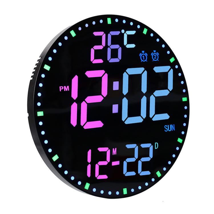 11.6-Inch RGB Wall Clock With Remote Control Multi-Functional Alarm Clock Black+Black by bashfashion