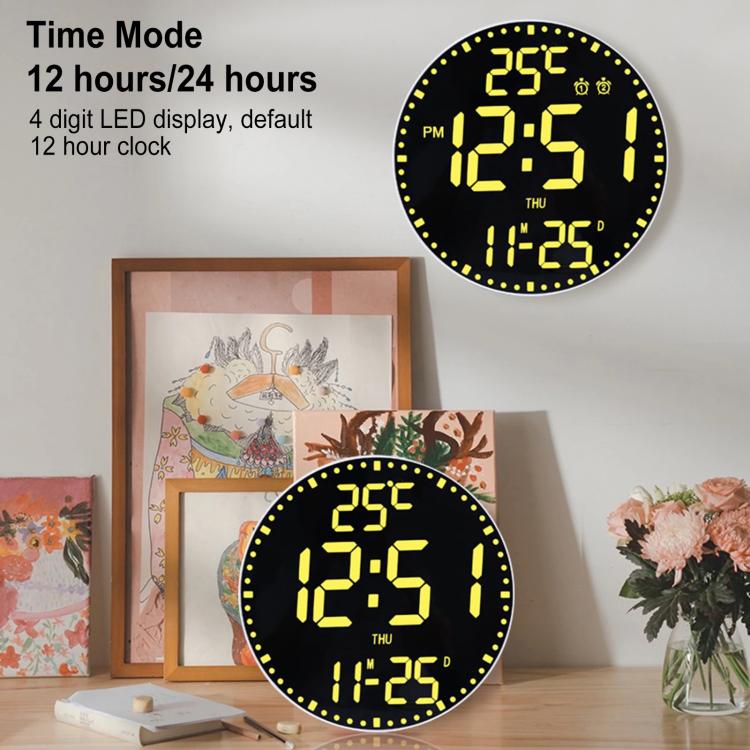 11.6-Inch RGB Wall Clock With Remote Control Multi-Functional Alarm Clock Bamboo+Black by bashfashion