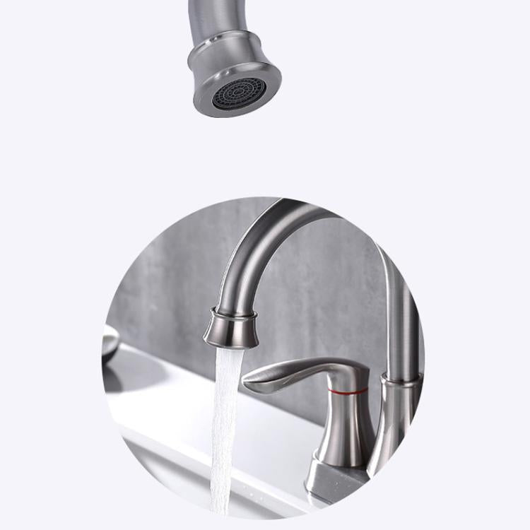 Dual Handle Two-Hole Bathroom Sink Faucet for Undermount Basin Separate Hot/Cold Water Controls, Spec: Brushed YH047 by bashfashion