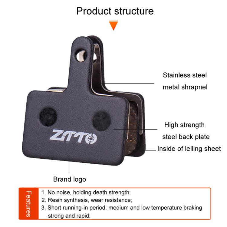 2pairs ZTTO Bicycle Disc Braking Pads Mountain Bike Semi-Metallic Resin Brake Pads, Model: MS-07C With Hole by ZTTO