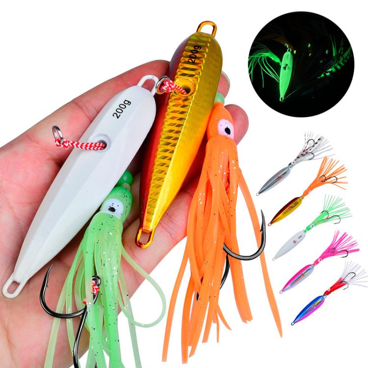 60G PROBEROS LF159 Luminous Bearded Squid Hook Slow Cranking Road Runner Iron Plate Bionic False Bait(A) by PROBEROS