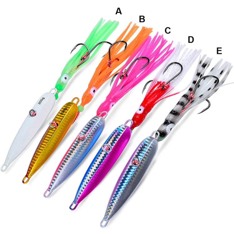 100G PROBEROS LF159 Luminous Bearded Squid Hook Slow Cranking Road Runner Iron Plate Bionic False Bait(C) by PROBEROS