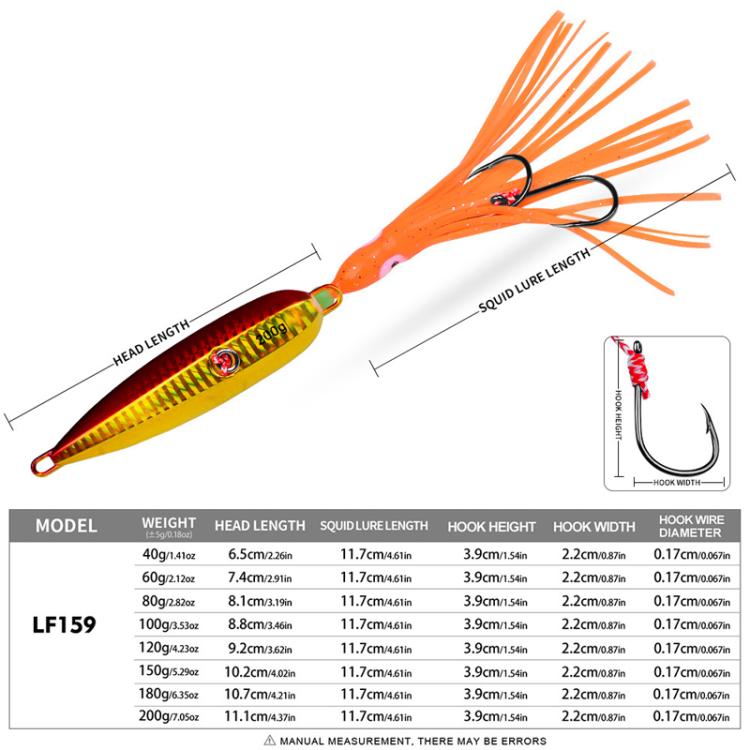 200G PROBEROS LF159 Luminous Bearded Squid Hook Slow Cranking Road Runner Iron Plate Bionic False Bait(D) by PROBEROS