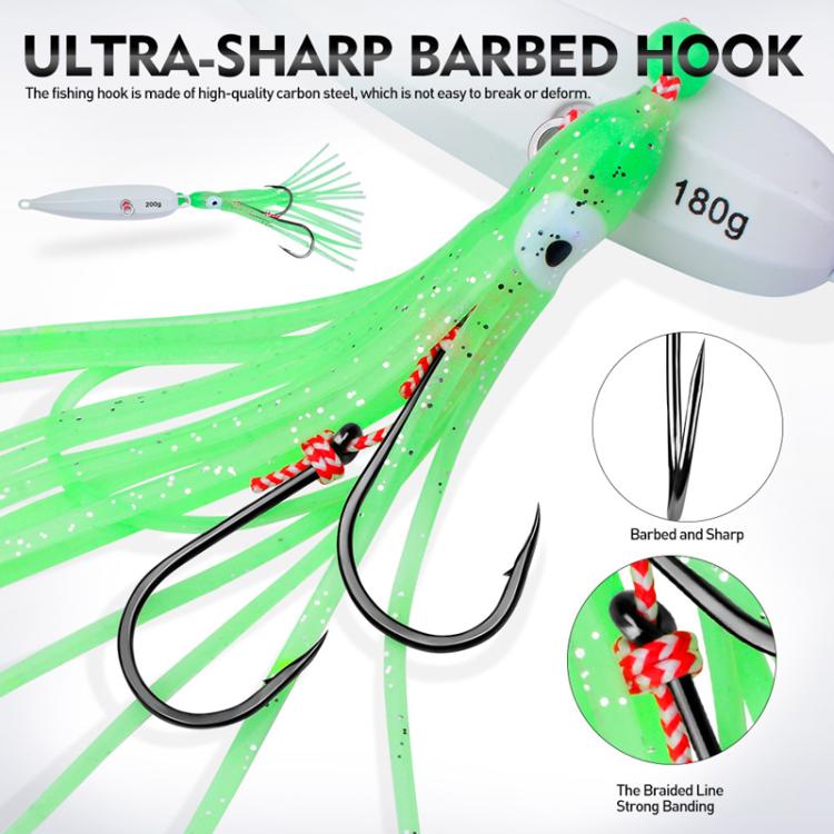 180G PROBEROS LF159 Luminous Bearded Squid Hook Slow Cranking Road Runner Iron Plate Bionic False Bait(C) by PROBEROS