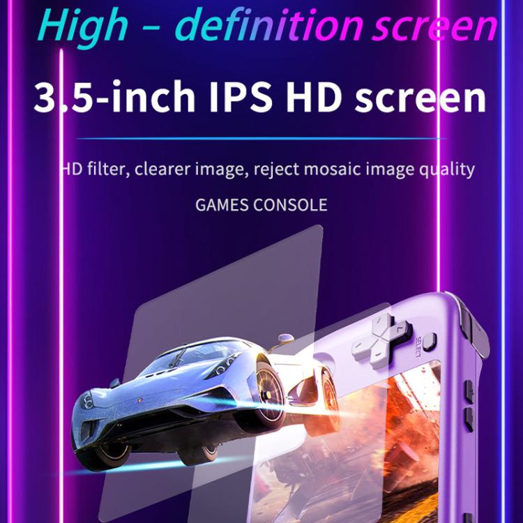 H36S 3.5 Inch IPS HD Screen Retro PSP Game Console Linux System GBA Handheld Video Game Console, Memory: 128G(Purple) by bashfashion
