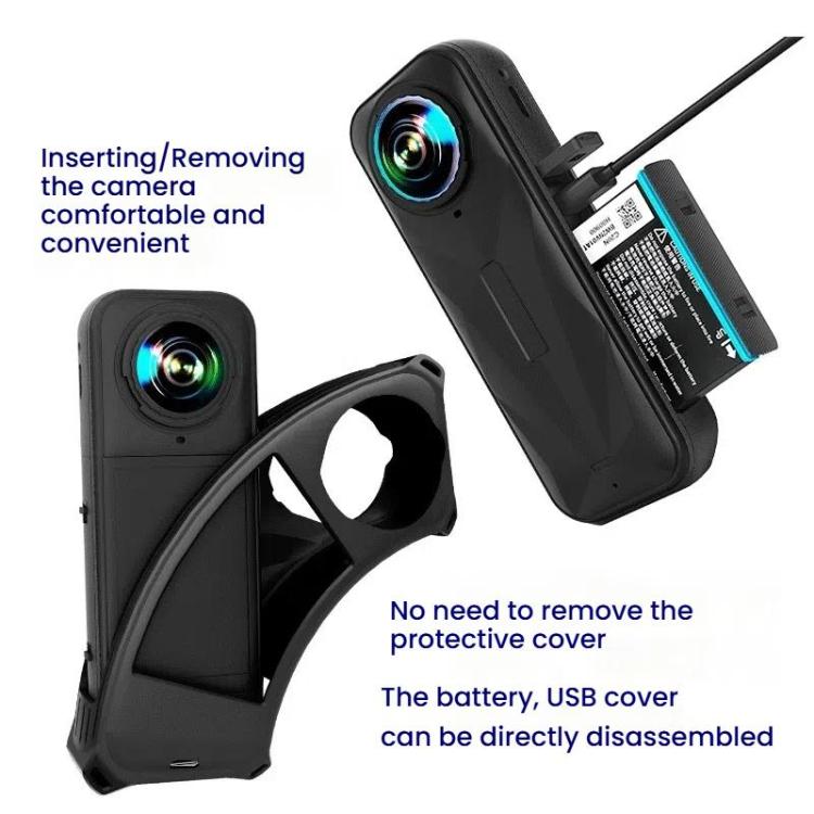 For Insta360 X5 Camera Silicone Cover Case With Lens Cap Shockproof Protective Shell(Black) by bashfashion