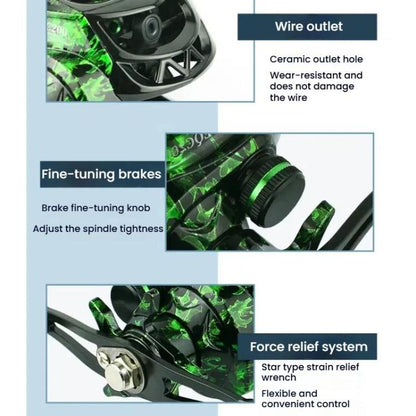 YUMOSH EQC201 Left Hand Baitcasting Fishing Reel 6.3:1 Gear Ratio With Magnetic Brake System, 12-Setting Adjustable by YUMOSH