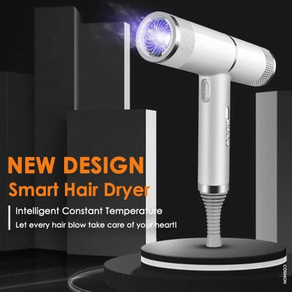 T-Shaped Hair Dryer with Smart Inverter Technology High-Power Blow Dryer for Home & Salon Use US Plug With 3 Nozzles(Gray) by bashfashion