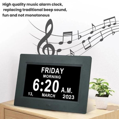 7-inch Digital Frame Calendar Day Clock With 3 Medication Alerts, 5 Custom Alarms, Multi-Language Support EU Plug White by bashfashion